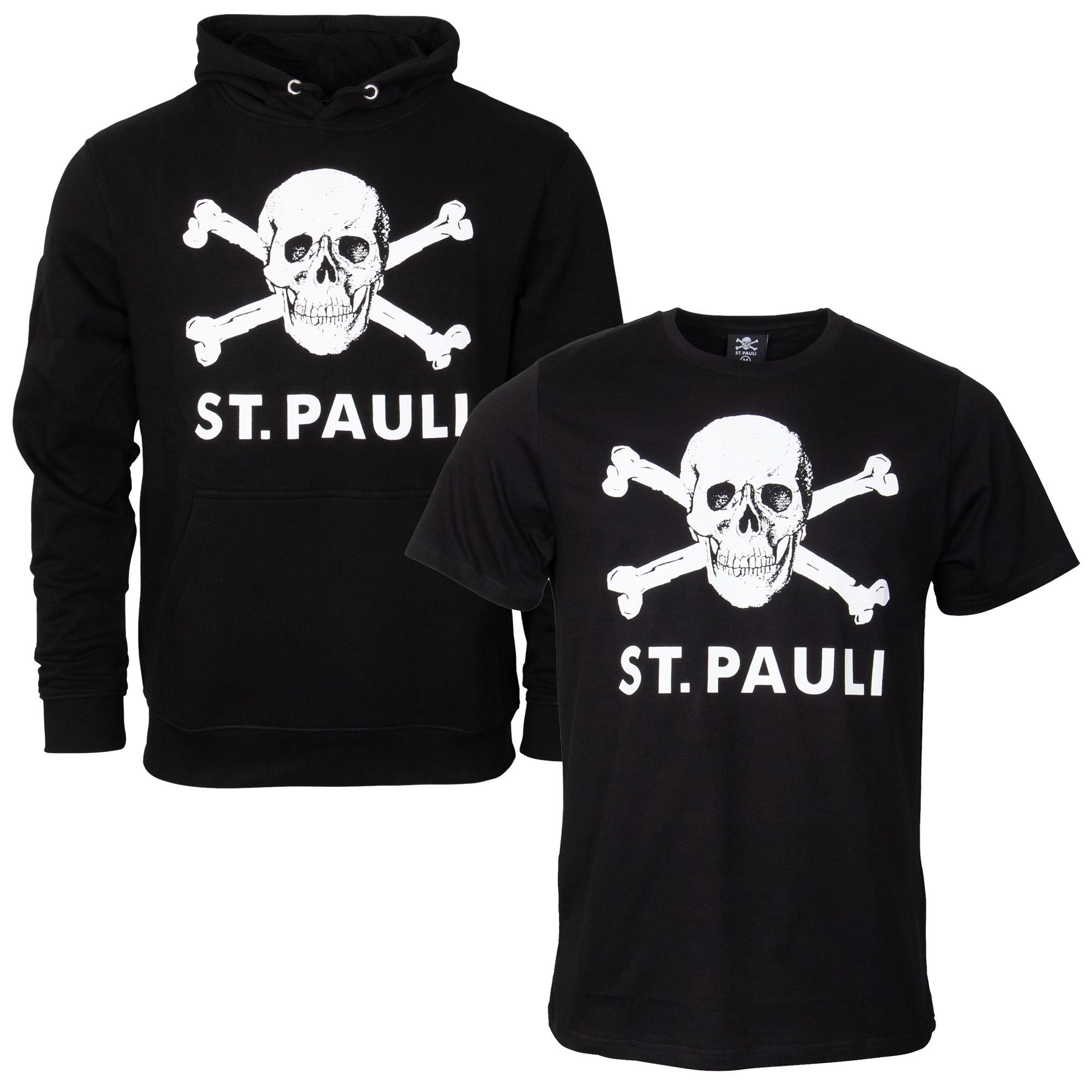 FC St. Pauli - Totenkopf-Set mit Pullover und T-Shirt - schwarz