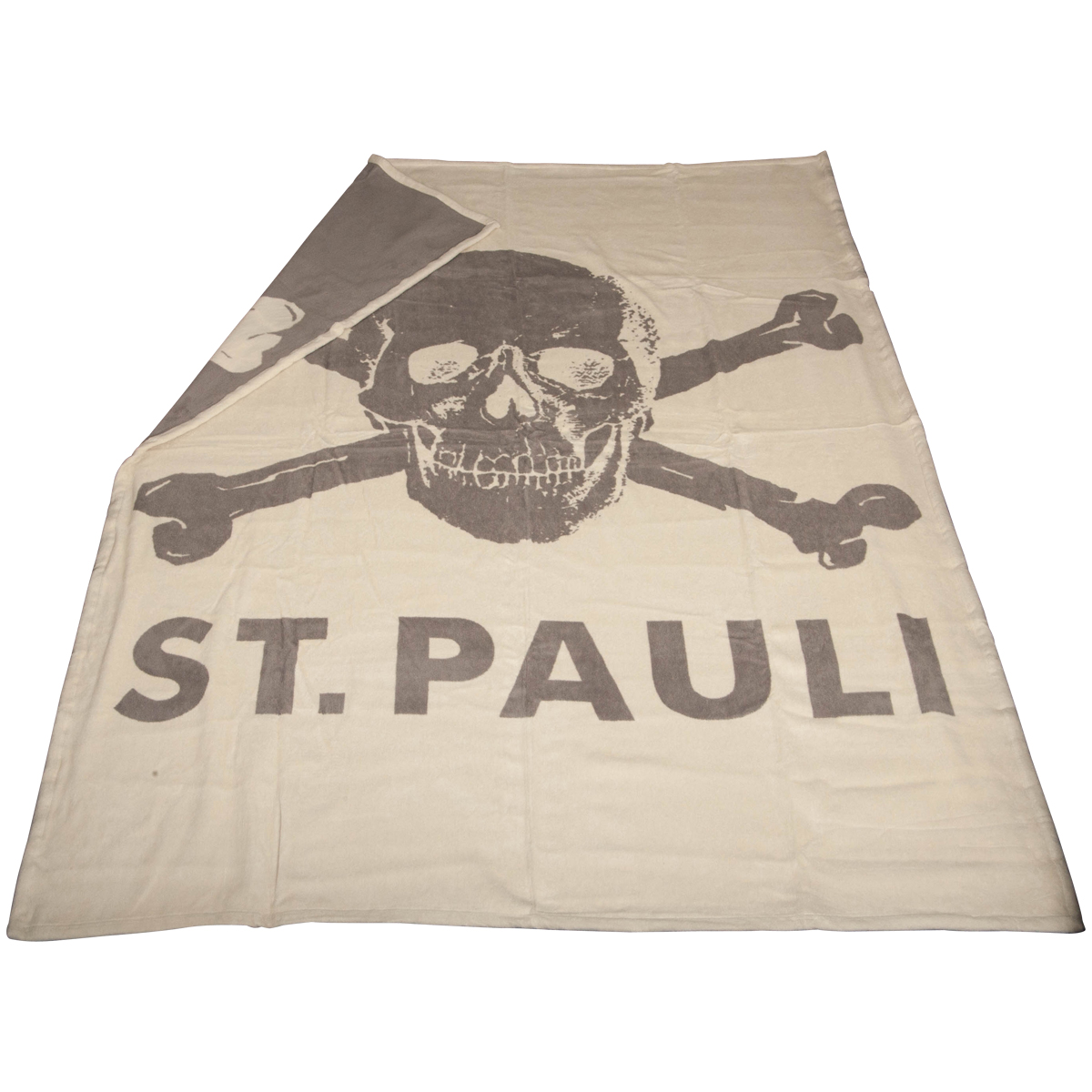 FC St. Pauli - Baumwolldecke mit Großem Totenkopf - grau