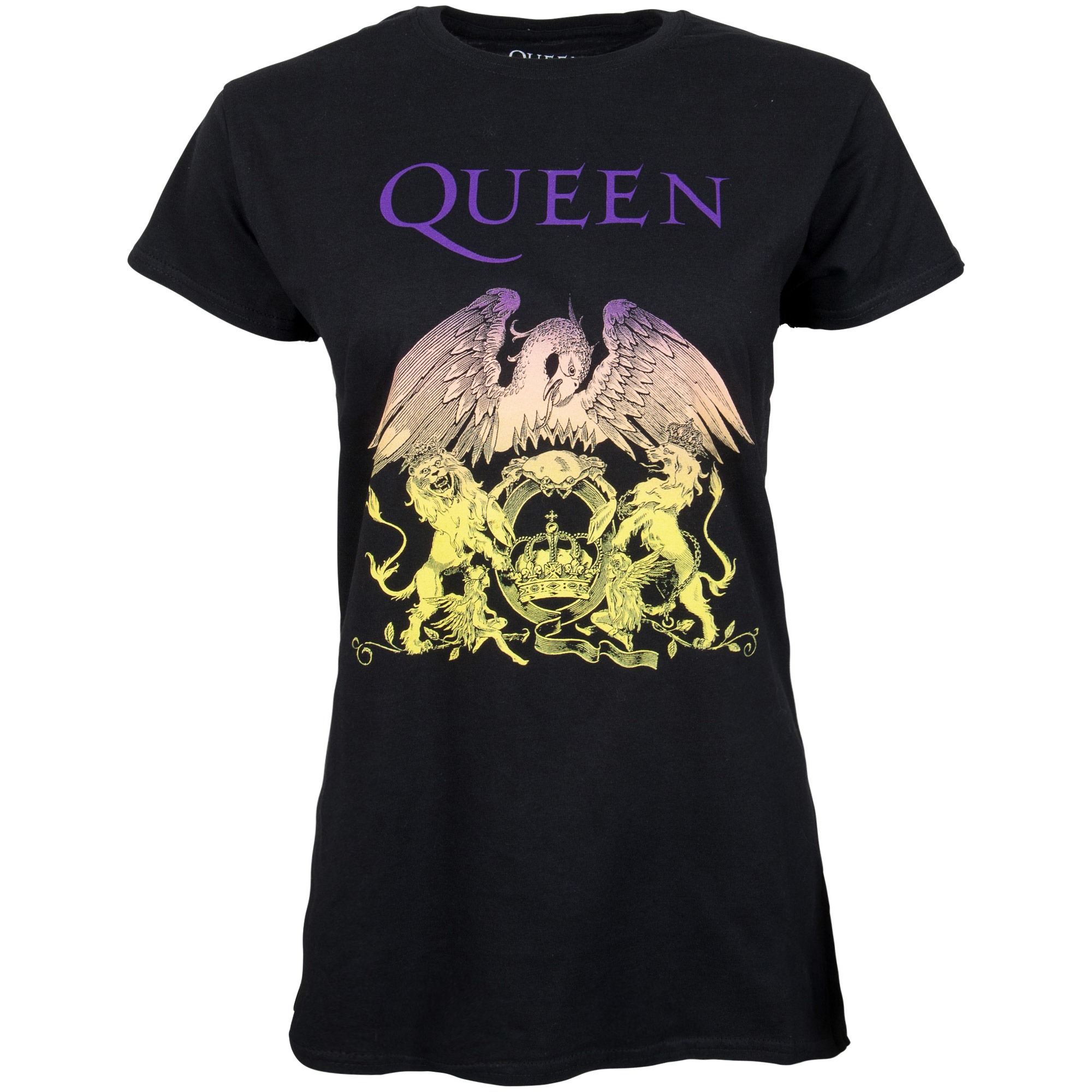 Queen - Damen T-Shirt Gradient Crest - schwarz