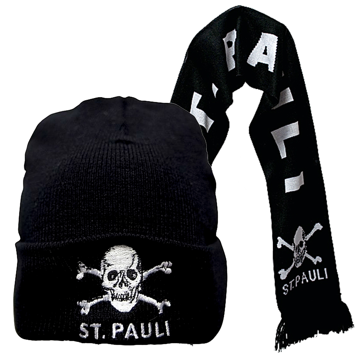 FC St. Pauli - Kombiset Mütze & Schal Totenkopf - schwarz