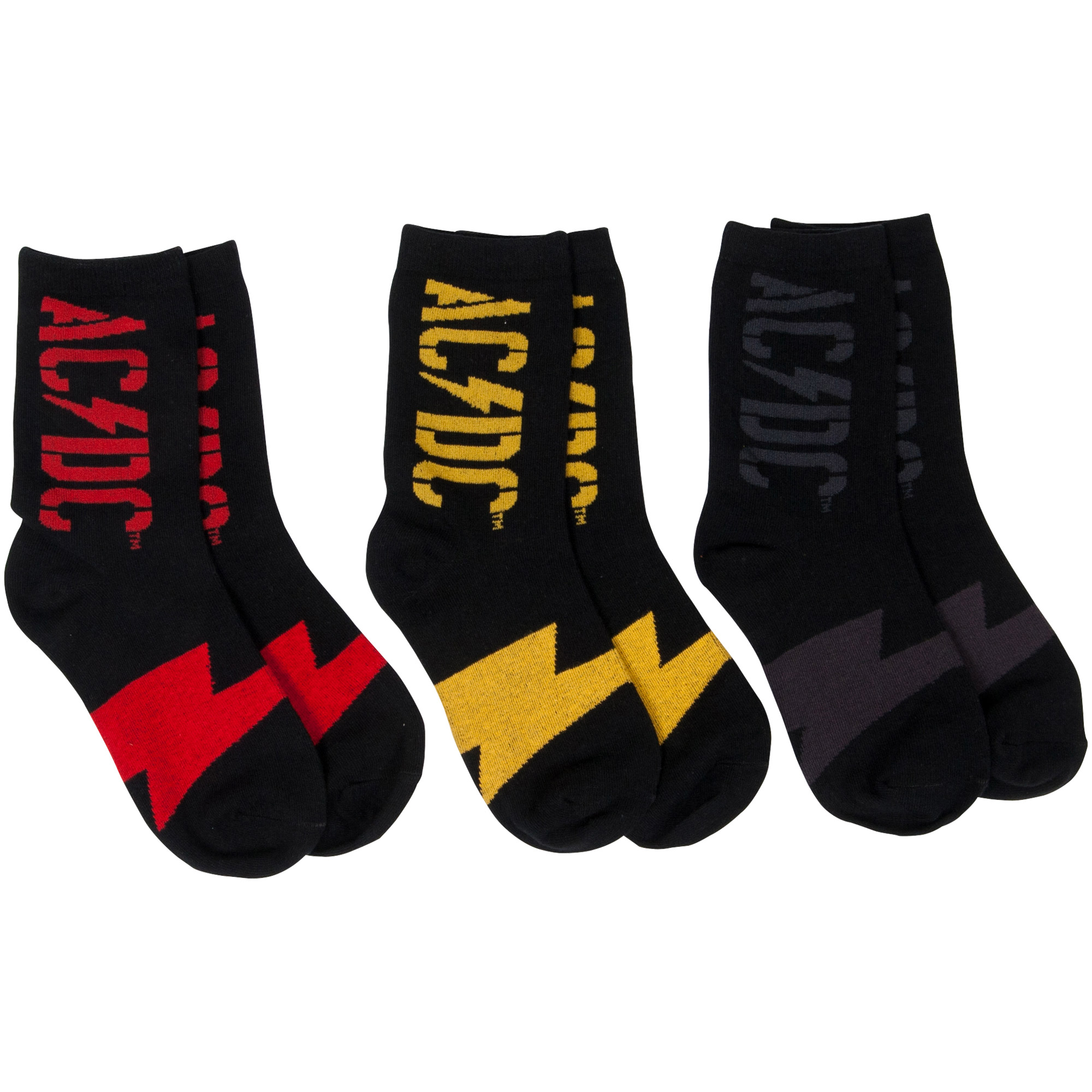 AC/DC - 3er Set Socken Logo - schwarz