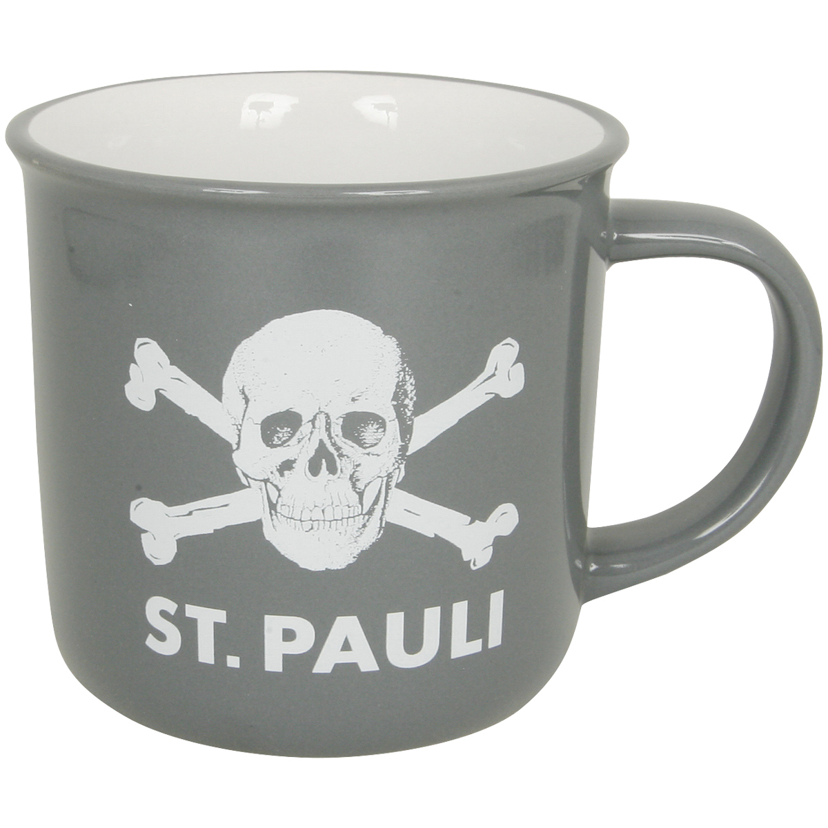 FC St. Pauli - Kaffeebecher Totenkopf - grau/weiß