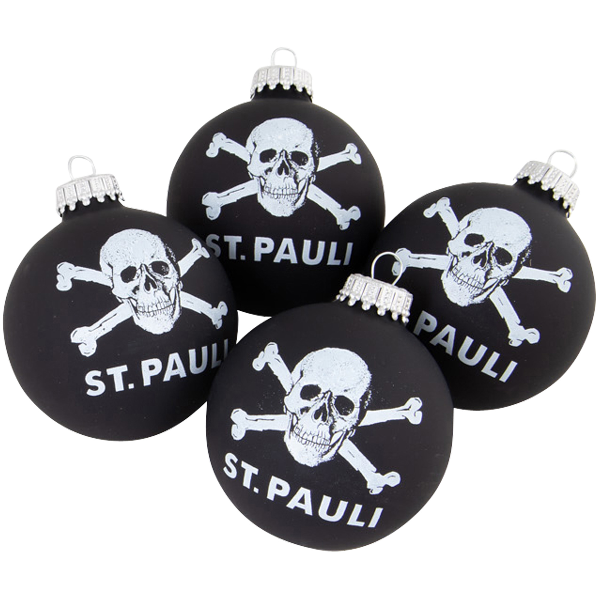 FC St. Pauli - Christbaumkugeln Totenkopf - schwarz