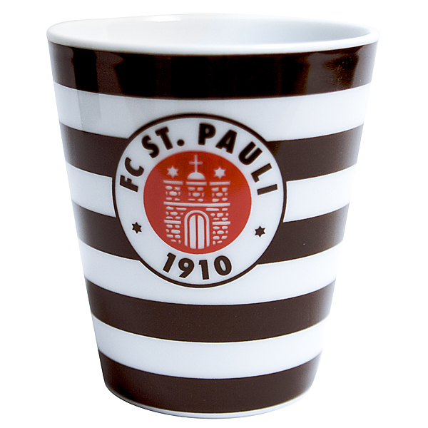 FC St. Pauli - Kaffeebecher Logo Streifen - braun-weiß