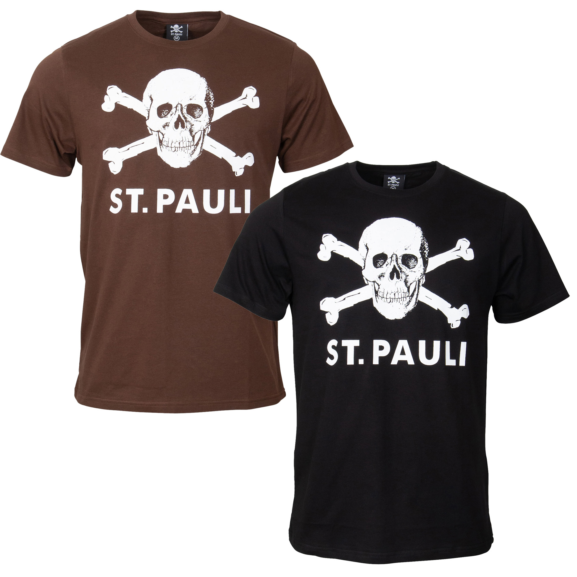 FC St. Pauli - Totenkopf-Set T-Shirts in schwarz und braun