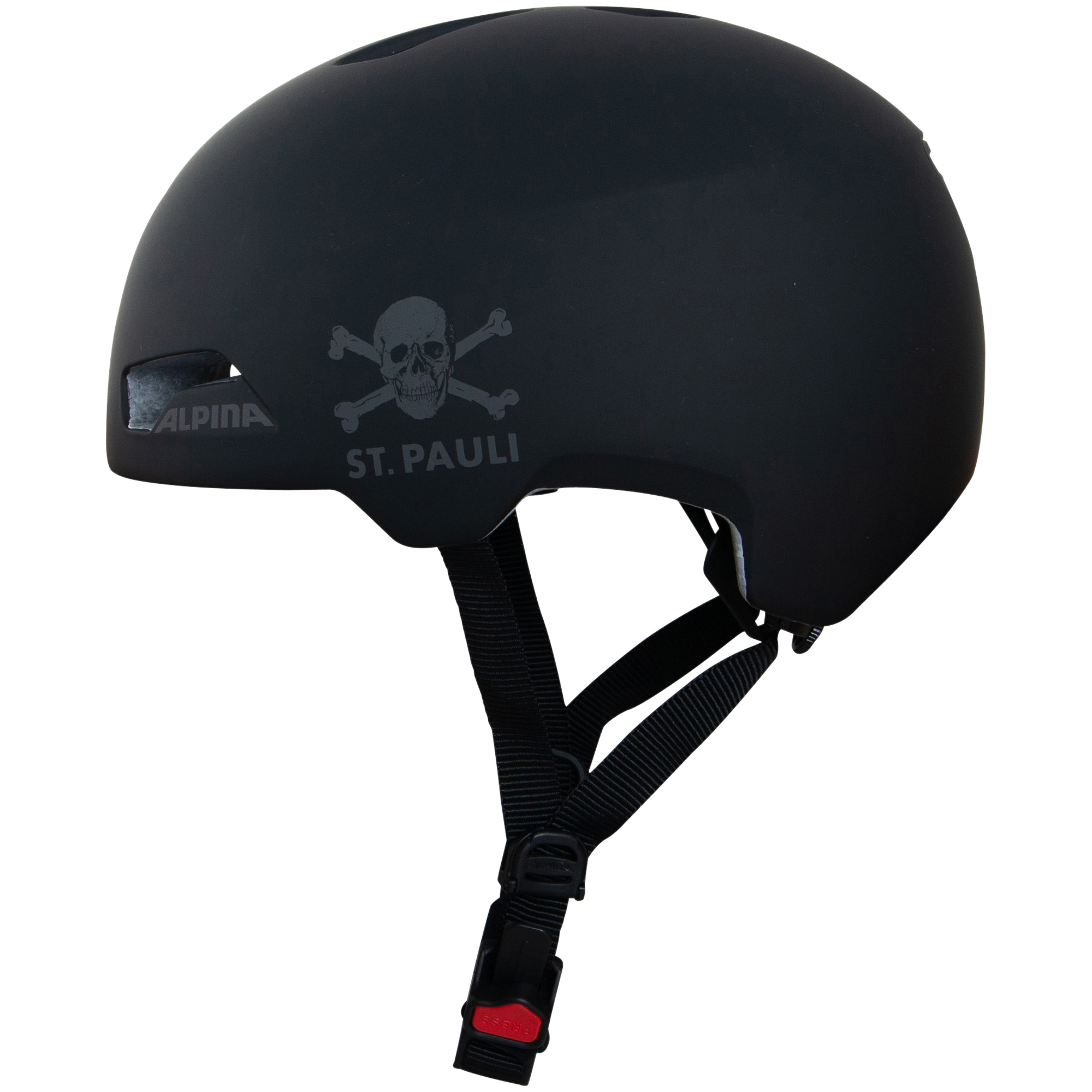 FC St. Pauli - Fahrradhelm Kinder Alpina Hackney Totenkopf - schwarz