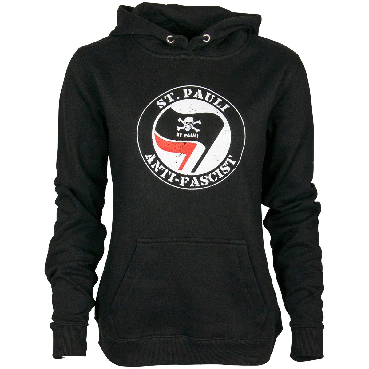 FC St. Pauli - Damen Kapuzenpullover Anti Fascist - schwarz