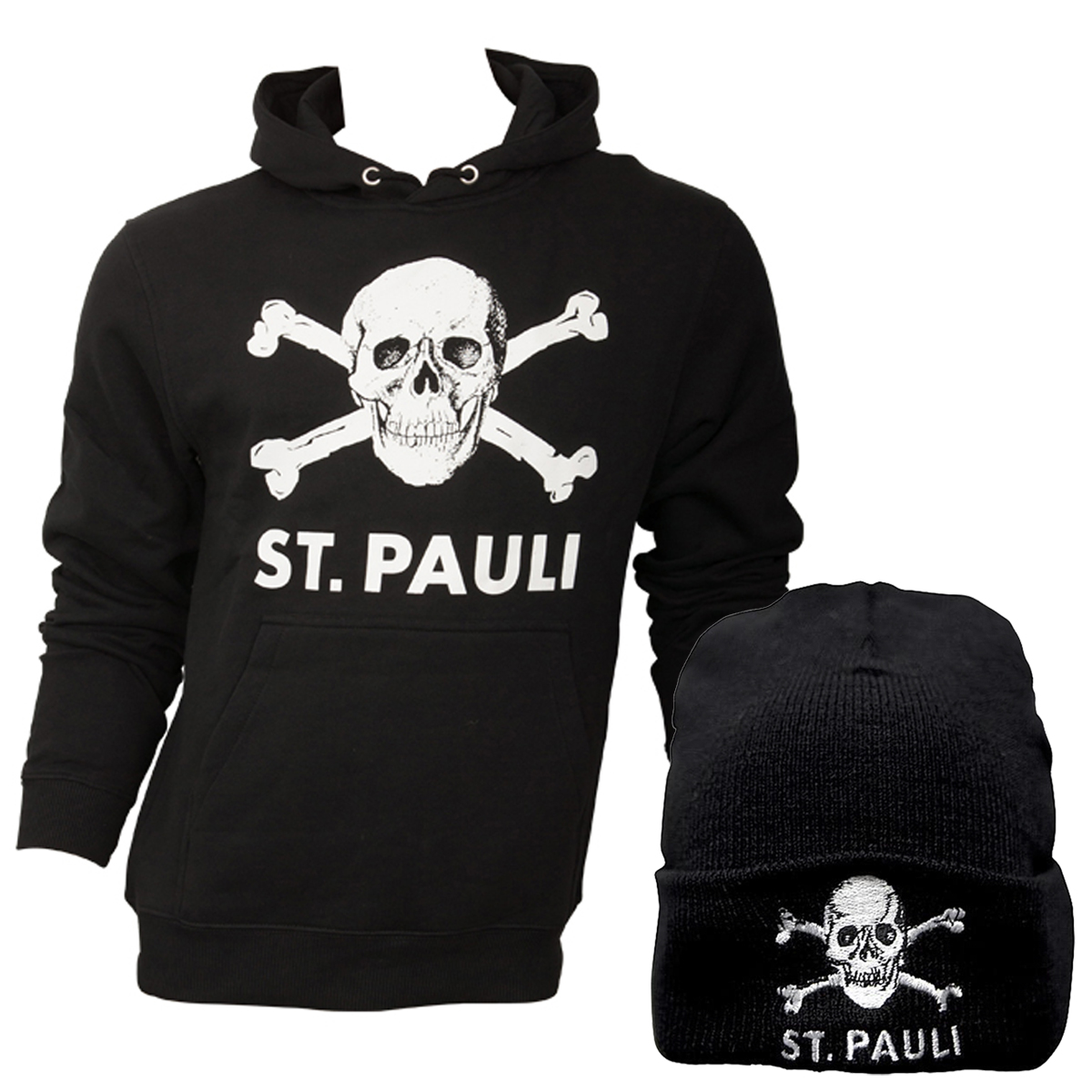 FC St. Pauli - Totenkopf Kombiset mit Hoodie & Mütze - schwarz