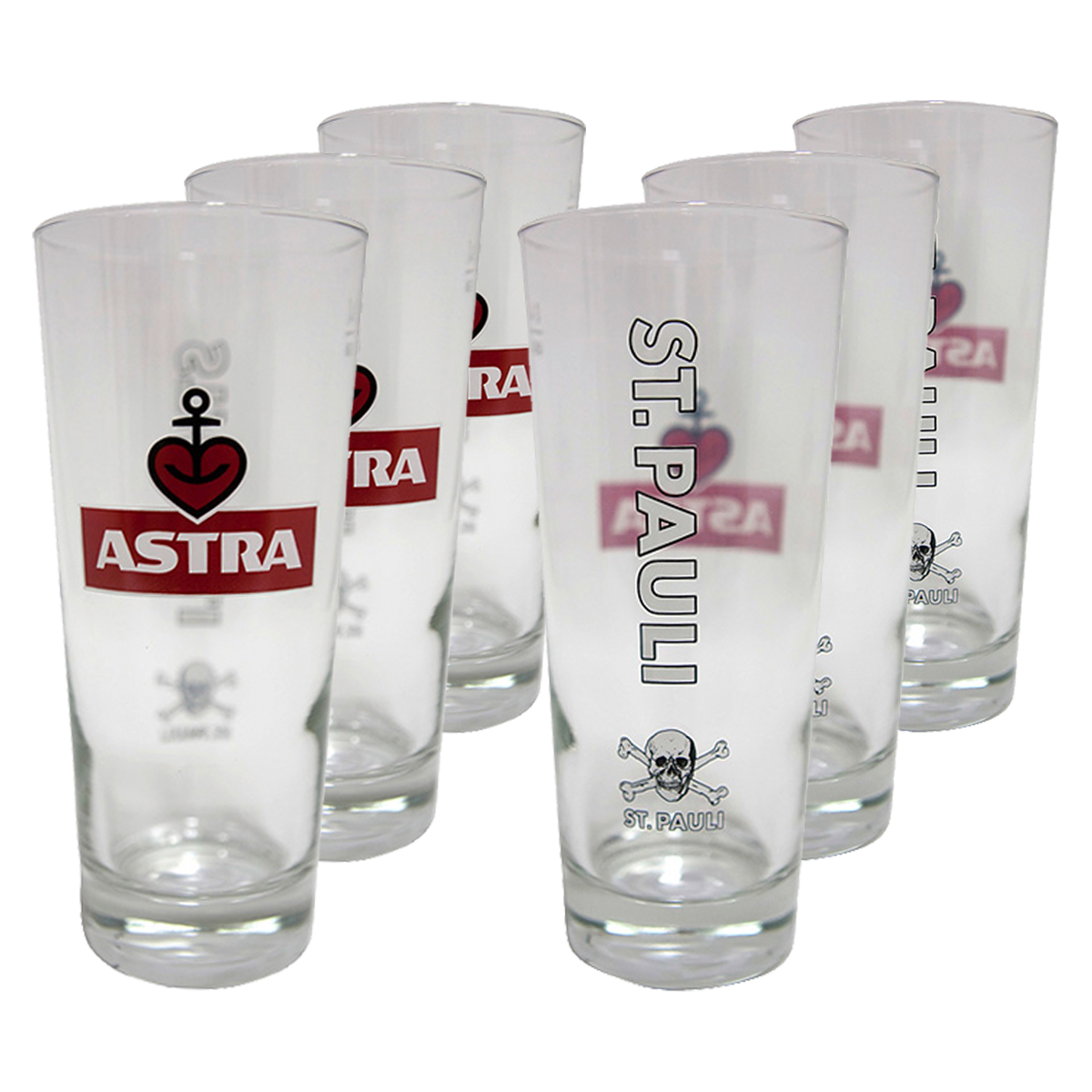 FC St. Pauli - 6er Set Biergläser Astra - Becherform