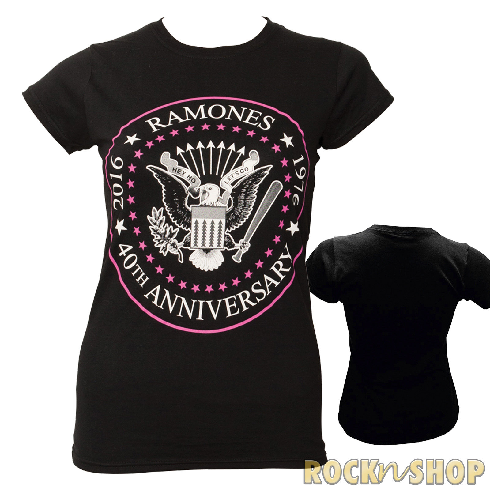 The Ramones - Frauen T-Shirt 40th Anniversary Pink Seal - schwarz