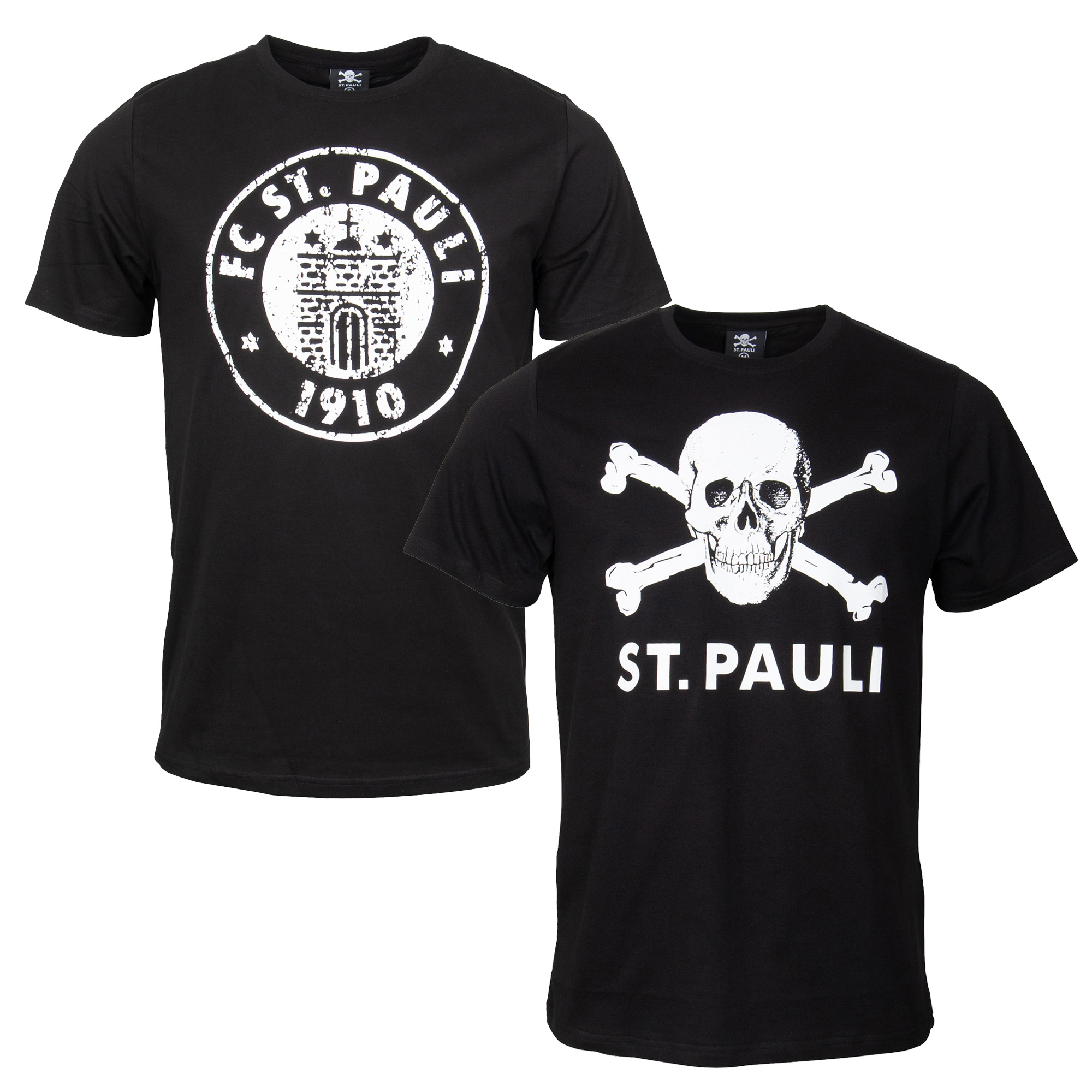 FC St. Pauli - T-Shirt Set Totenkopf & Logo - schwarz