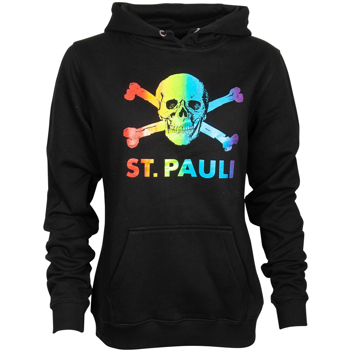 FC St. Pauli - Damen Kapuzenpullover Regenbogen - schwarz