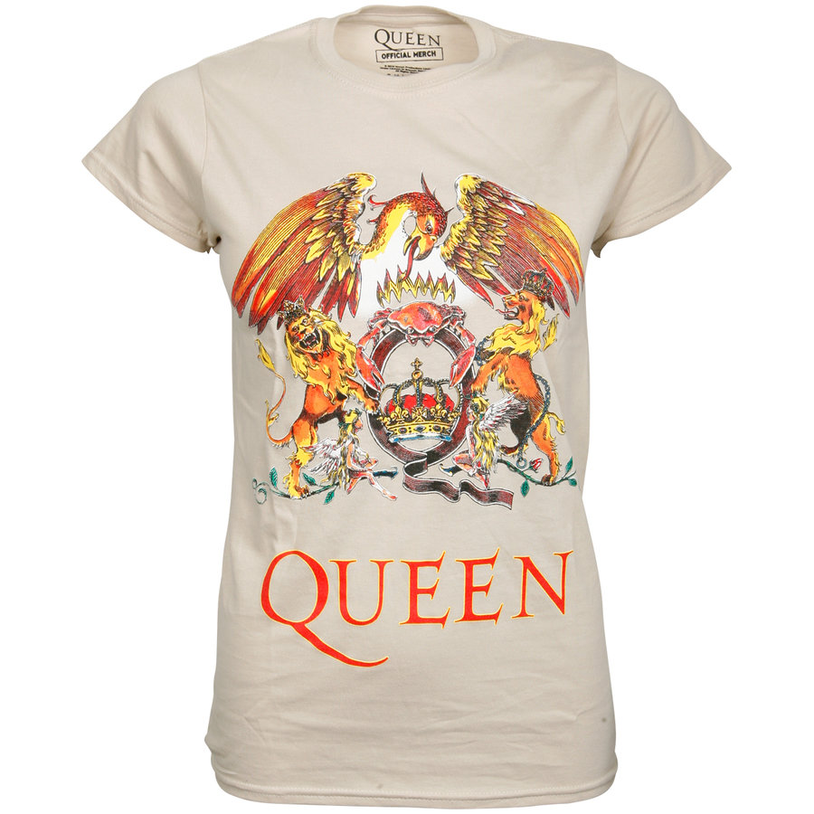 Queen - Damen T-Shirt Classic Crest - cremeweiß