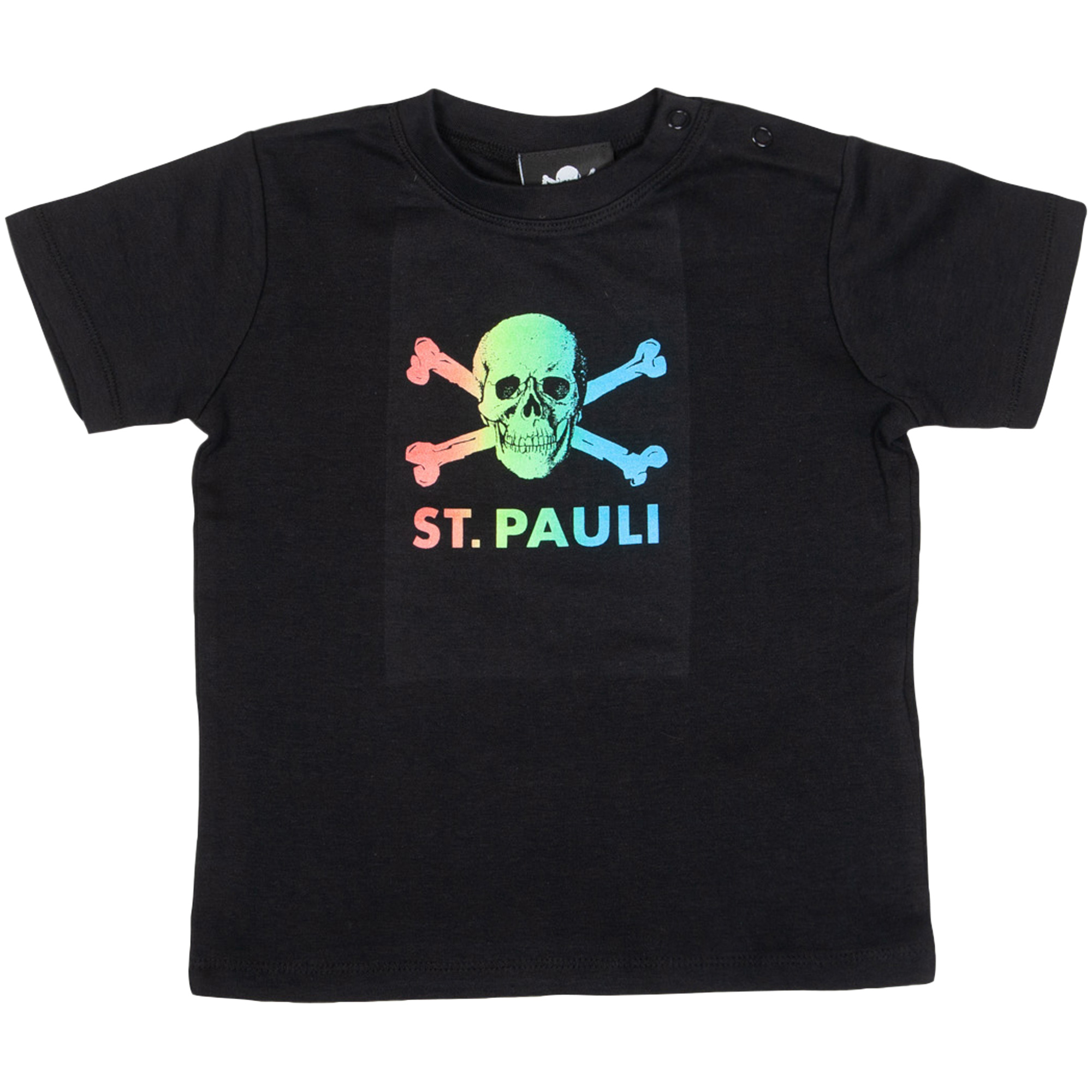 FC St. Pauli Baby T-Shirt Regenbogen Totenkopf - schwarz