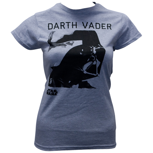 Star Wars - Frauen Shirt Darth Vader Portrait - graumeliert