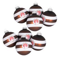 FC St. Pauli - 2x4 Christbaumkugeln Logo Streifen - braun/weiß - Set