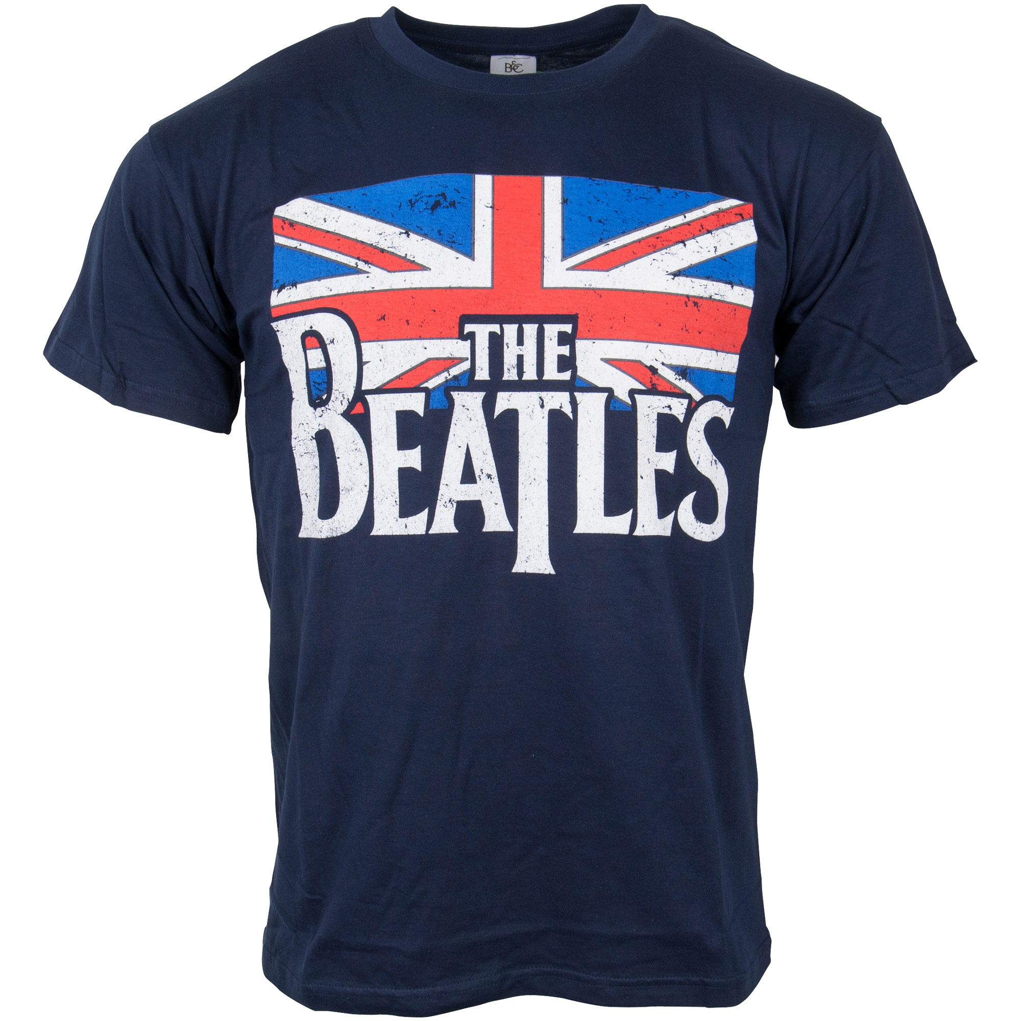 The Beatles - T-Shirt Drop T Logo & Vintage Flag - blau